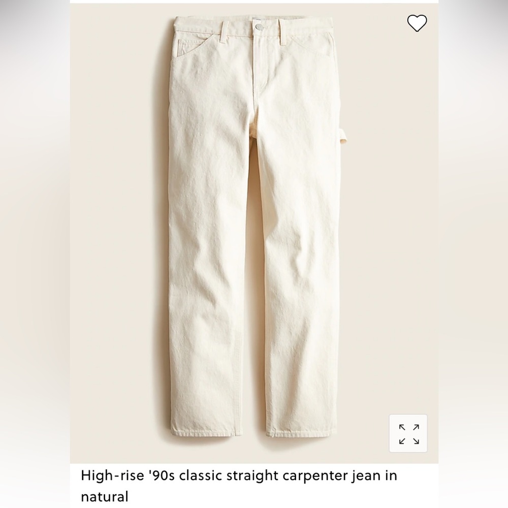 NWT J. Crew 90’s straight high rise carpenter jean size 25